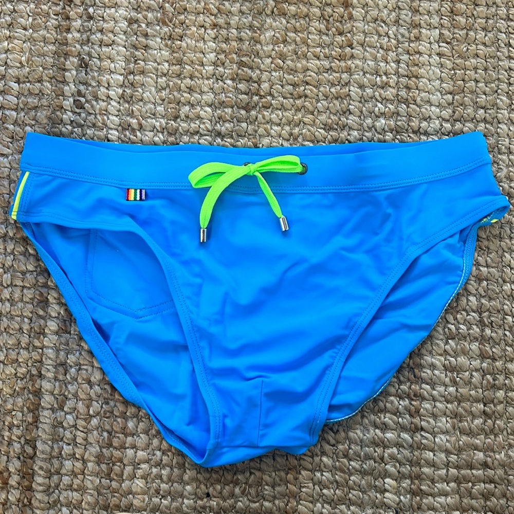 Brazilian Speedo Swim Briefs - blue and pride design - Brand New
